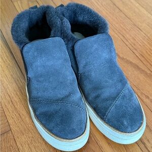Toms Gray Suede Fur-Lined Slip-Ons